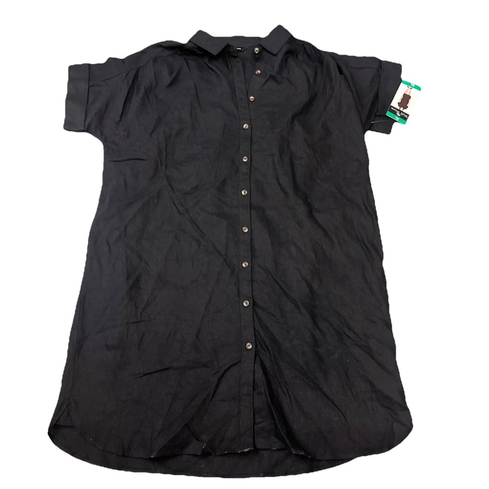 Well‎ Worn Linen Blend Casual Dress Women's Black Pockets Size **Large**